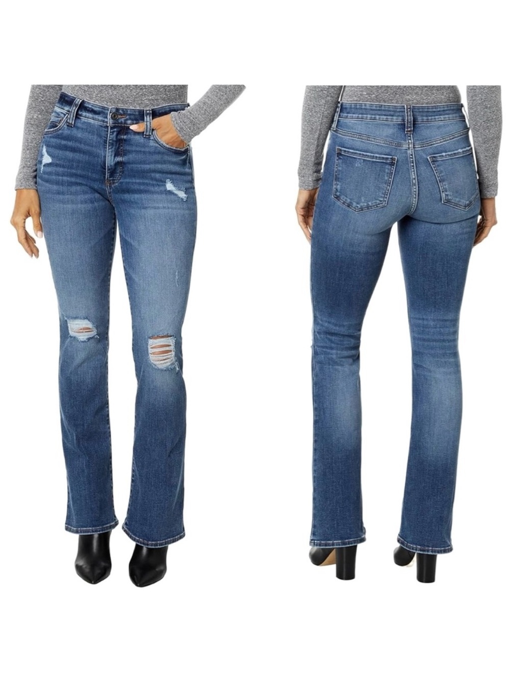 KFTK Natalie High Rise Fab Ab Bootcut Jeans Women’s Size 4 Distressed Stretch
